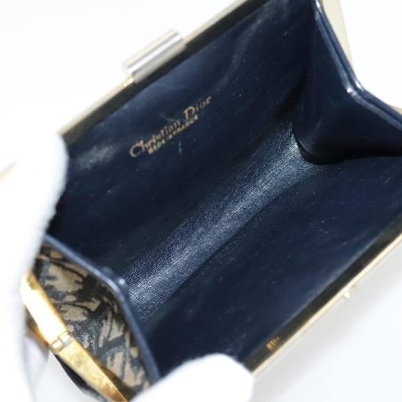 Christian Dior Trotter Canvas Pouch Navy Gold Auth 94733 - Picture 14 of 16
